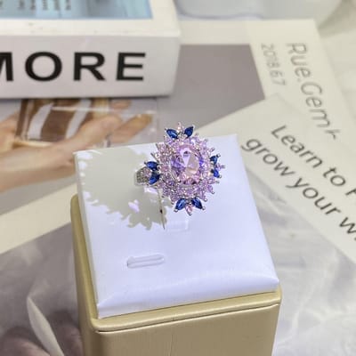 Kleurrijke Bloemen Zirkoon Ring AAA Zirkoon Diamanten Ring Ring Ring Ring No. 10 gray