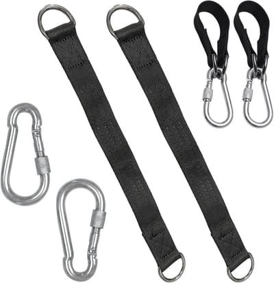 Swing Bevestiging Set met Carabiners en D-Ringen, 25 cm Polyester Strap voor Hangstoelen en Tuinschommels
