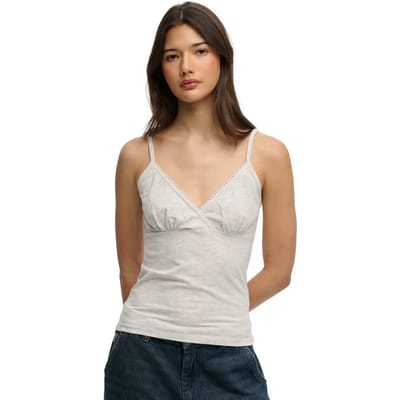 Superdry Athletic Essential Lace Trim Mouwloos T-shirt Grijs 2XS Vrouw
