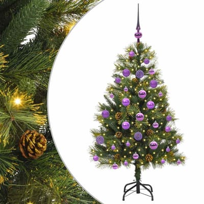 vidaXL - Kunstmatige - Scharnierende - Kerstboom - met - Kegels - Groen - 120 - cm