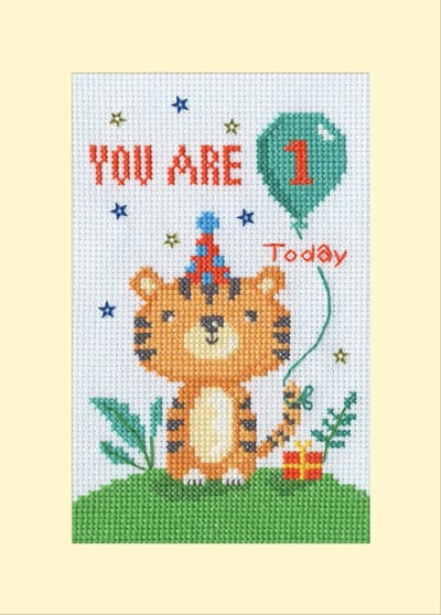 Bothy Threads borduurpakket wenskaart wild birthday XGC50 telpatroon