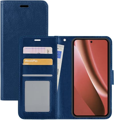 Hoesje - Met Pasjeshouder - Geschikt voor Google Pixel 10a - Luxe Bookcase Portemonee - Flip Case - Kunstleer Book Case - Flipcase - Book Cover - Walletcase - Portemonneehoes - Donkerblauw