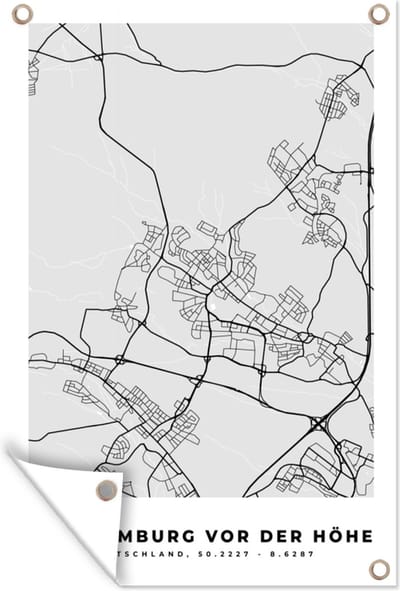 Muurdecoratie Bad Homburg Vor Der Höhe - Stadskaart - Plattegrond - Duitsland - Kaart - 120x180 cm - Tuinposter - Tuindoek