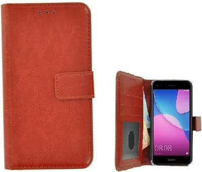 Fashion Bruin Wallet Bookcase Hoesje Geschikt voor Huawei Y6 Pro 2017