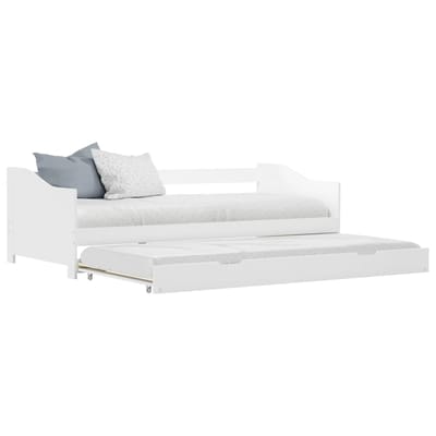 vidaXL - Bedbank - uittrekbaar - grenenhout - wit - 90x200 - cm