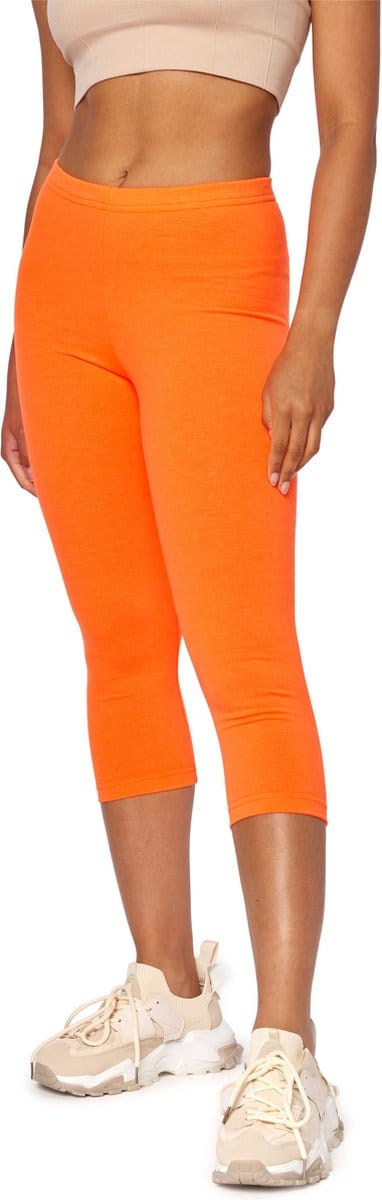 Bellivalini Dames Leggings - Neonbroek - Sport - Capri - Joggingbroek - Sporbroek - Yogabroek - BLV-BLV50-300-LE - Neon Oranje - S