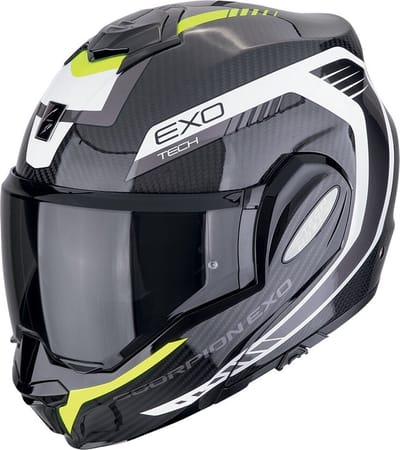 Scorpion Exo-Tech Evo Carbon Cosy Black-Neon yellow - Systeemhelm - Maat L - Motorhelm - ECE 22-06 gekeurd