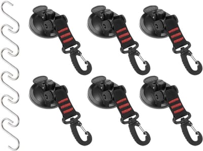 Set van 6 Sterke Zuignappen voor Kamperen met 6 Haken - Ideaal voor Auto, Tent en Werkplaats
