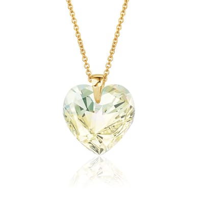 Montebello Ketting Fleur HG100 - Swarovski Hart - 925 Zilver Verguld - Ø14mm - 50cm