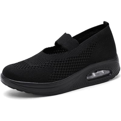 Zomer Nieuwe Comfort Casual Damesschoenen Mode Zachte Zool Ademende Holle Platte Schoenen voor Dames Zapatos De Mujer 37 black