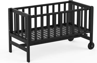 Geuther Betty Co-Sleeper, Aanschuifbed, Wieg - Met Wielen - 45x90 cm - Babybedje tot 9 kg - Massief beukenhout - Zwart