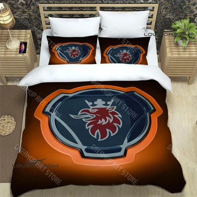 3D S-Scania logo Gedrukte Beddengoedsets Exquise benodigdhedenset Dekbedovertrek Bedsprei Set Beddengoedset Luxe Verjaardagscadeau AU Single 140x210cm