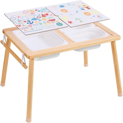 Kindersensorische Tafel Zand Water Speeltafel met 1 Papierrol 3 Opbergbakken