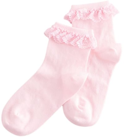 Next - Meisjes - Set van 2 paar katoenrijke enkelsokken met ruches - Roze