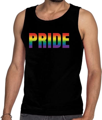 Gaypride pride tanktop/mouwloos shirt - zwart regenboog homo singlet voor heren - gaypride S