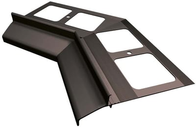 Renoplast® aluminium binnenhoek 135° voor dakrandprofiel K30 grafiet | Afwerking van terrassen en balkons | Tegelvloeren op lijmmortel | Waterafvoersystemen hoekprofiel | gepoedercoat