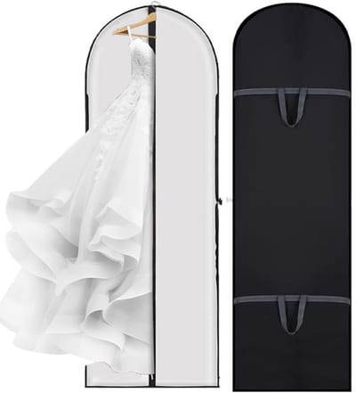 Daity 2-Pack - Lange kledinghoes met rits 180 x 60 cm - Kledinghoes - Kledingtas - Opberghoes voor trouwjurken - Lange jurkhoes - Opvouwbaar - Wasbaar - Geschikt voor reizen en opbergen - Geschikt voor pakken, jurken, jassen, colberts, overhemden, av
