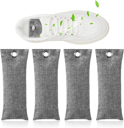Set van 4 Geactiveerde Koolstof Schoendeodorantzakken, Anti-Geurtjes en Zweetbestrijding, Ideaal voor Voetgeur en Frisse Schoenen