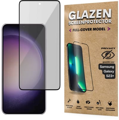 Privacy Screenprotector - Geschikt voor Samsung Galaxy S23+ - Gehard Glas - Full Cover Tempered Privacy Glass - Case Friendly