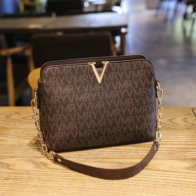 Veelzijdige Kleine Tas, Nieuwe Lente- en Zomerdames Tas Bedrukt Enkele Schouder Schuin Schelptas V-vormige Retro Damestas gray