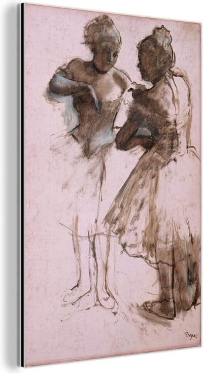 Aluminium schilderij 120x180 cm - Wanddecoratie metaal - Two dancers - Kunstwerk van Edgar Degas - Metalen muurdecoratie woonkamer - Decoratie industrieel - Foto op dibond - Industriële accessoires slaapkamer
