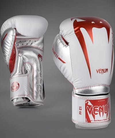 Venum Bokshandschoenen Giant 3.0 Leer Wit Rood Zilver - 10 OZ