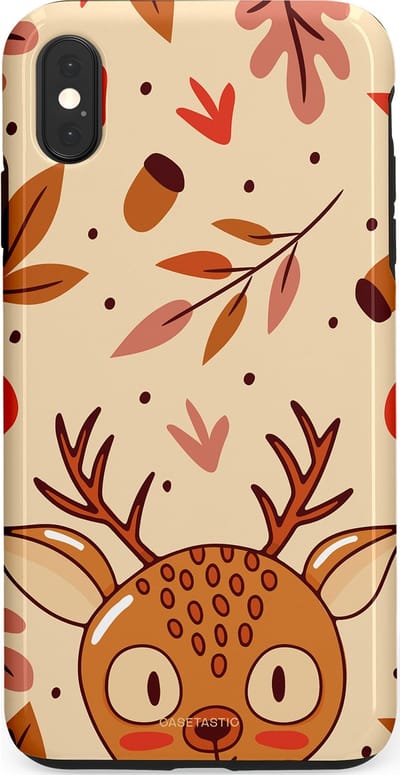 Casetastic hoesje geschikt voor Apple iPhone XS Max - Dubbellaagse bescherming - Hert in de herfst - Fashion Case - Zand Terracotta Rood