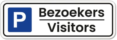 Parkeerbord Bezoekers Visitors - met kader - Weerbestendig Aluminium - 40x15 cm - Bevestiging: Zonder bevestiging (alleen het bord)