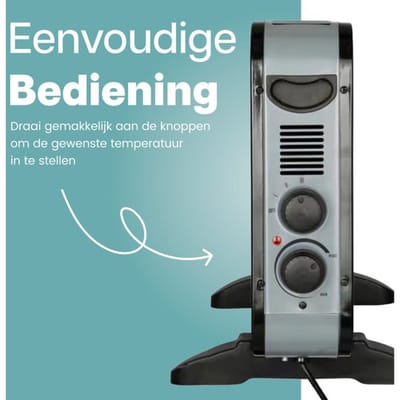 AirKing Elektrische Convectorkachel - 1250/2000 Watt - Verstelbare Thermostaat - Zwart