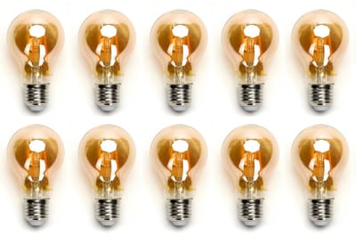 Gloeilamp E27 10 stuks | 6W=45W warmwit | 2200K - amber glas