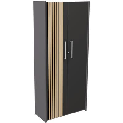 Luxe Kantoorkast Oxford - Akoestische Lattenwand Eiken - Antraciet - 183cm