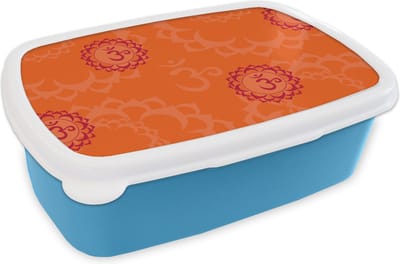 Broodtrommel Blauw - Lunchbox - Brooddoos - Zen - Patronen - Yoga - 18x12x6 cm - Kinderen - Jongen