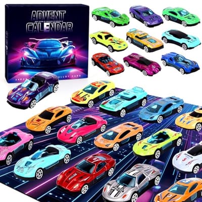 Adventskalender 24-delige Racewagen Aftelkalender voor Kinderen