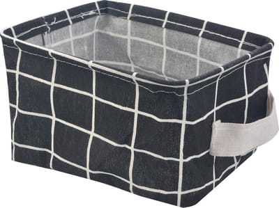 Melady Opbergmand 21*21*17 cm Zwart Wit Kunststof Rechthoek Mand