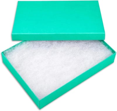 25 Stuks Kraft Kartonnen Geschenkdozen Teal Groen - Inclusief Katoen Vulling - Ideaal voor Sieraden & Kleine Cadeaus