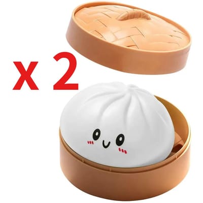 Grote Knödel Stressbal met Stoommandje Kleurrijke Squishy Broodje Tactiel Speelgoed voor Angstverlichting Knijpbare Deegbal voor Volwassenen en Kinderen