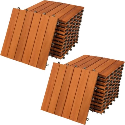 Houten Terrastegels Acacia 30x30cm Houttegels Kliksysteem voor Balkon en Tuin (2m²)