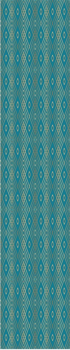 Voorgelijmd vliesbehang - Scandinavisch turquoiseblauw ruitpatroon - 1 rol van 300x60 cm