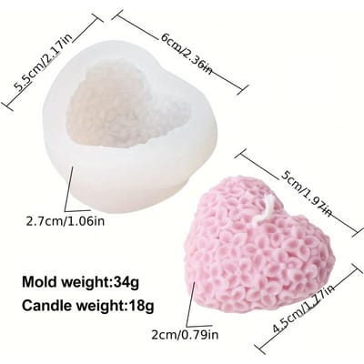 Moule en Silicone en Forme de Cœur et de Fleur pour Bougie et Savon - Artisanat DIY Parfait pour la Fabrication de Bougies et l'Artisanat du Savon S