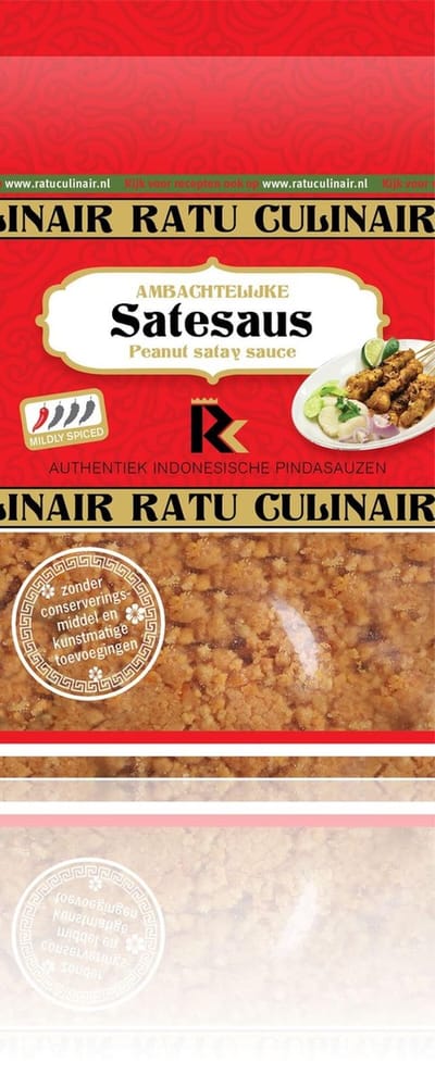 Ratu Culinair | 2 x 400gr Pindasaus saté | Ambachtelijk bereid  | satésaus kant en klaar | Glutenvrij