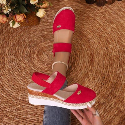 Dames Sandalen met Gesloten Teen en Sleehak Dames Zomer Gespsluiting Gladiator Schoenen 42 rood