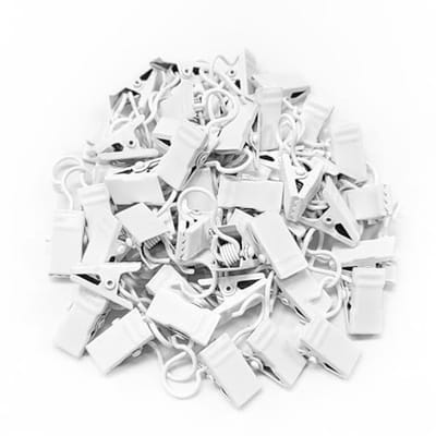 SnelShoppen - 50Pcs Gordijnclips met Haken - Sterke Rvs Clips voor Gordijnen, Douchegordijnen en Licht Hangers - Wit - Ideaal voor Thuisdecoraties en