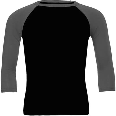 Bella+Canvas Unisex 3/4 Sleeve Baseball T-Shirt CV3200 - Black/Deep Heather - XS