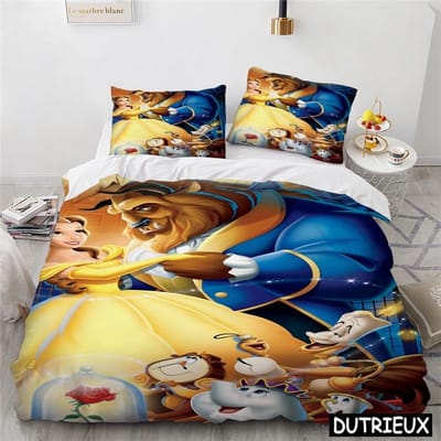 Collection de Literie Film d'Animation 3D Aladdin Jasmine Princesse Disney Housse de Couette Collection 3 Pièces Housse de Couette et Taie d'Oreiller Textile de Maison Cadeau AU Single(140x210cm)