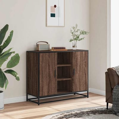 vidaXL - Dressoir - 92x35x76 - cm - bewerkt - hout - bruin - eikenkleurig