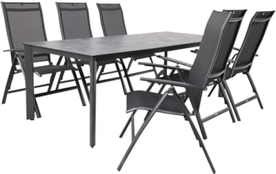 Kettler Legato/Edge verstelbare aluminium tuinset voor 6 personen 220x95 cm. - Antraciet