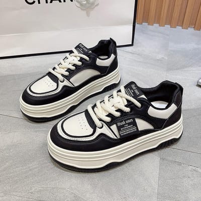 Board Schoenen Dames Veelzijdig Lente en Herfst Dikke Zool Muffin Winter Velvet Nieuw Casual Zwart Papa Sport Little White Shoes 40 black