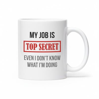 Grappige Office Mok 330ml – My Job Is Top Secret, Even I Don’t Know What I’m Doing – Leuk Cadeau voor Collega’s & Kantoorhumor