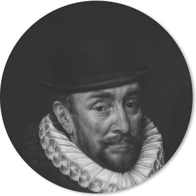 Muismat rond 20x20 cm - Mousepad Portret van Willem I - Adriaen Thomasz - Zwart - Wit - Ronde muismatten