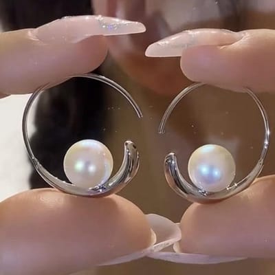 Trendy High-End Franse Gesimuleerde Parel Oorbellen voor Vrouwen Elegante Niche Stijl zilver